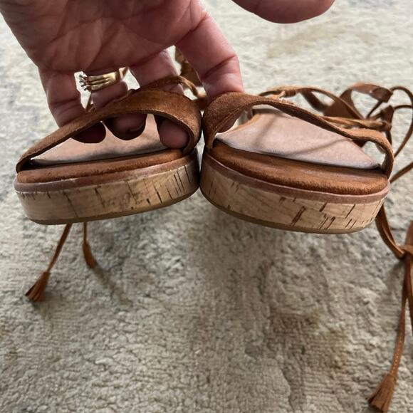 FRYE Miranda Suede‎ Gladiator Sandals Size 8 Nutmeg Cork Platform Boho Hippie - Picture 4 of 10